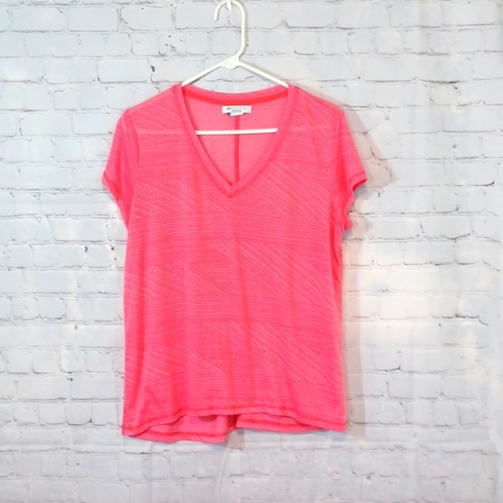 Womans Gloria Vanderbilt Pink  V Neck Sheer Beach Crop Top  L